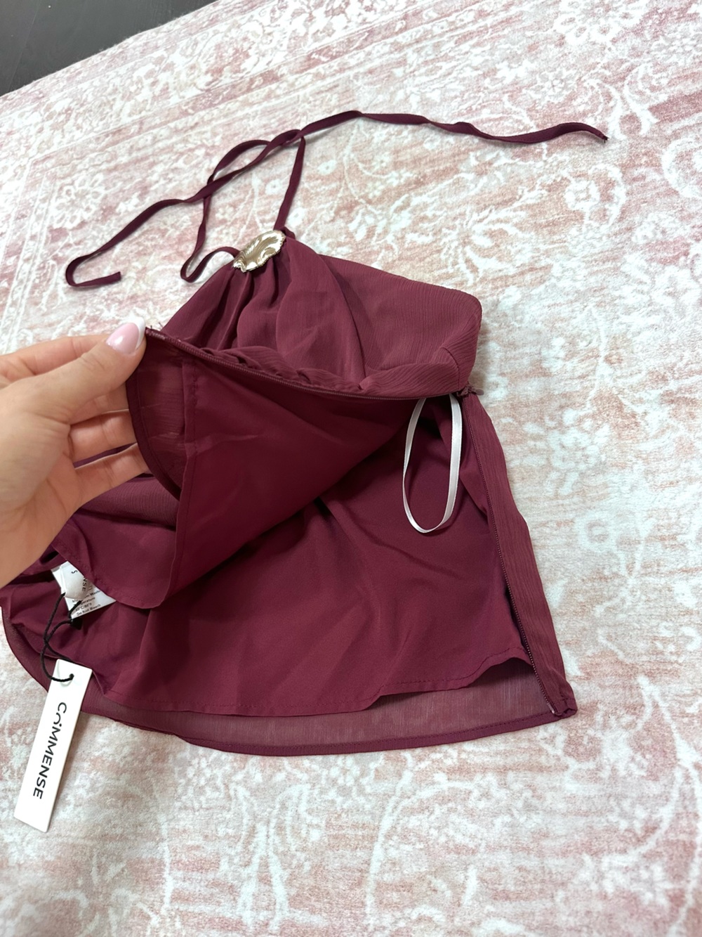 NWT 🥀 Commense Chiffon Halter Top W/ Golden Shell - Picture 7 of 10